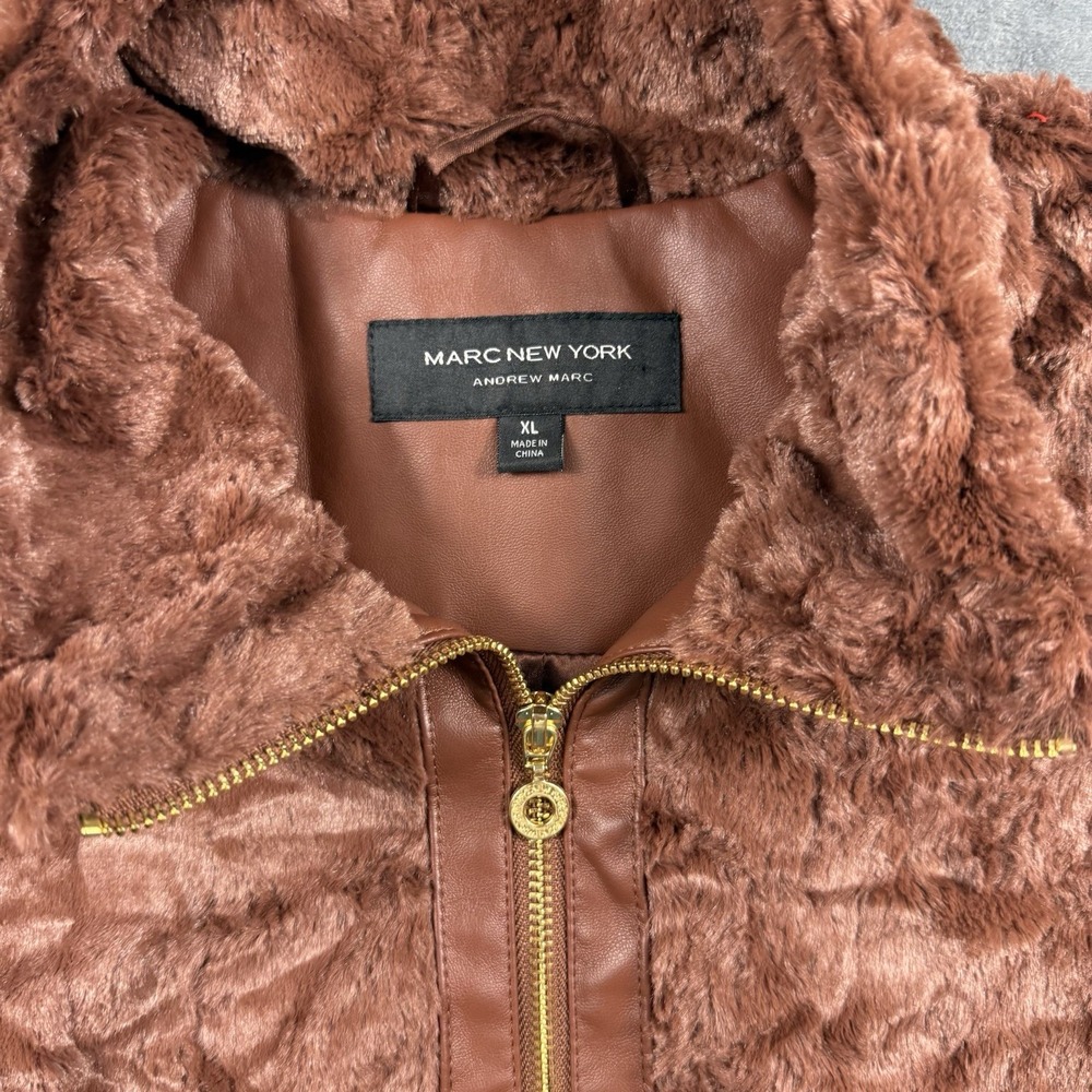 MARC NEW YORK /ANDREW MARC, VEST, FAUX FUR RUST BROWN WOMENS Size XL - Picture 2 of 5